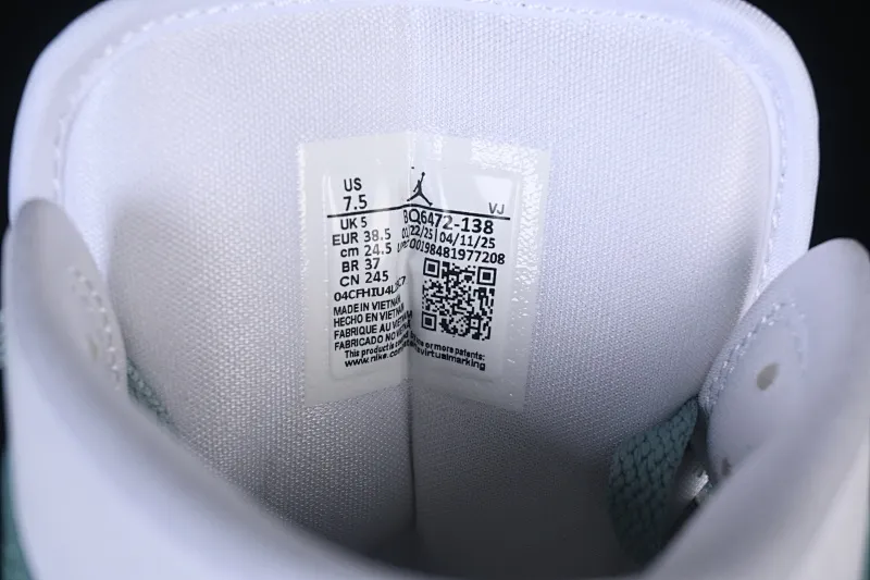 All categories Air Jordan Jordan series basketball shoes Air Jordan 1 Mid G version pure original Air Jordan 1 Mid "Jade Smoke" AJ1 Joe 1 smoke gray jade BQ6472-138